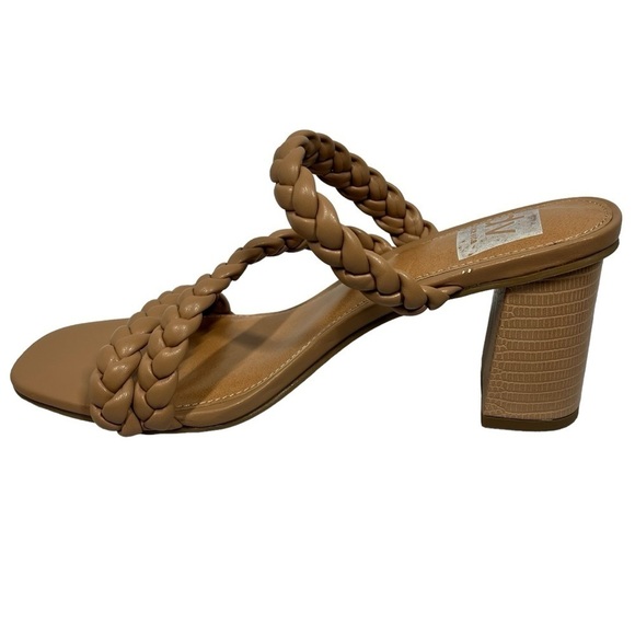 NWOT DV Dolce Vita Pang Slip On Braided Strappy Chunky Heels Sandals Tan Size 9 - Picture 4 of 16